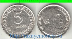 Аргентина 5 сентаво 1950 год (год-тип, нечастый тип)