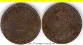Маврикий Британский 2 цента 1923 год (Георг V) РЕДКОСТЬ