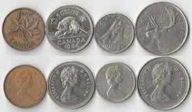 Канада 1, 5, 10, 25 центов (1965-1989) (Елизавета II)