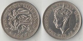 Кипр Британский 2 шиллинга 1947 год (Георг VI)