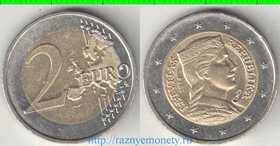 Латвия 2 евро 2014 год (тип I) (биметалл)
