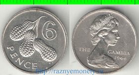 Гамбия Британская 6 пенсов 1966 год (Елизавета II) (редкий тип и номинал)