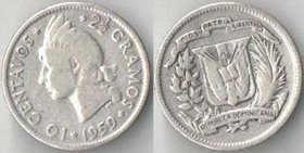 Доминиканская республика 10 сентаво (1942-1959) (серебро) (нечастый тип)