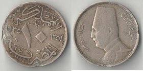 Египет 10 мильемов 1935 (AH1354) год (Фуад I) (тип II) (вмятина на гурте)