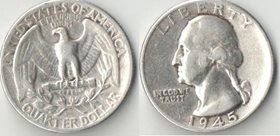 США 1/4 доллара 1945 год (серебро) (нечастый год)