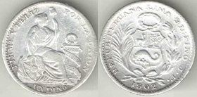 Перу 1 динеро (1902-1916) (серебро)