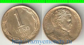 Чили 1 песо 1992 (тип III, год-тип, редкий тип) (ангел) (алюминий-бронза, 1,96г)