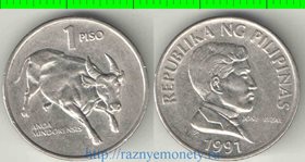 Филиппины 1 писо (1991-1994) (нержавеющая сталь) (диаметр 21,6 мм)