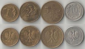 Польша 1, 2, 5, 10 грош (1990-2008)