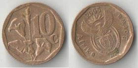 ЮАР 10 центов 2005 год Afrika Borwa (тип II) (нечастый тип)