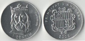 Андорра 1 сентим 2002 год (король)