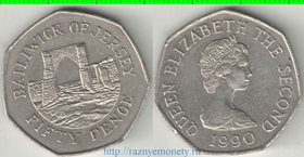 Джерси 50 пенсов (1983-1994) (Елизавета II) (тип I)