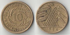 Германия (Веймарская республика) 10 RENTEN пфеннигов 1924 год A, D