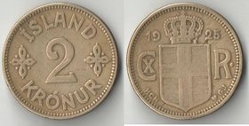 Исландия 2 кроны 1925 год (тип I, HCN-GJ) (год-тип)