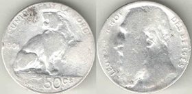Бельгия 50 сантимов 1901 год (тип I, Belges) (Леопольд II) (серебро)