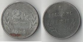 Бельгия 2 франка 1944 год (Belgique-Belgiё) (цинк) (год-тип) (нечастый тип)
