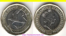 Святой Елены и Вознесения остров 1 фунт 2022 год - Тёмная крачка (Елизавета II) нечастая