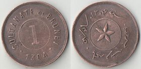 Бруней 1 цент 1886 (1304) год (редкий тип)