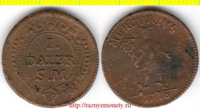 Швеция 1 далер 1718 год (год-тип, медь) Меркурий - Карл XII - нечастая