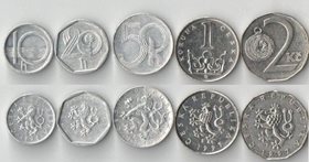 Чехия 10, 20, 50 геллеров, 1, 2 кроны (1994-1998)