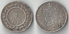 Тунис Французский 1 франк 1891 год А (серебро) (нечастый тип и номинал)