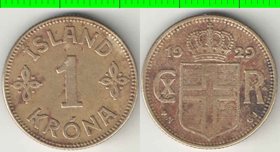 Исландия 1 крона 1929 год (тип II, N-GJ) (год-тип)