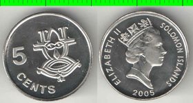 Соломоновы острова 5 центов (1993-2005) (Елизавета II) (никель-сталь)