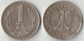 Польша 1 злотый 1949 год (медно-никель) (нечастый тип)