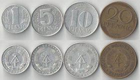 Германия (ГДР) 1, 5, 10, 20 пфеннигов (1964-1982) (тип III)