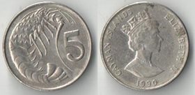 Кайман острова 5 центов (1987-1990, медно-никель) (Елизавета II) (тип II)