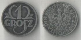 Польша (Оккупация) 1 грош 1939 год (цинк) (год-тип) (нечастый тип и номинал)