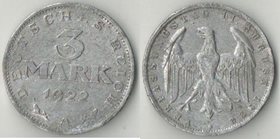 Германия (Веймарская республика) 3 марки 1922 год A