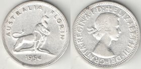 Австралия 1 флорин 1954 год (Елизавета II) (Королевский визит) (серебро)