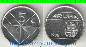 Аруба 5 центов (1986-1988) (Беатрикс, тип I, птичка)
