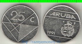 Аруба 25 центов (1989-2000) (Беатрикс, тип II, ромбик)