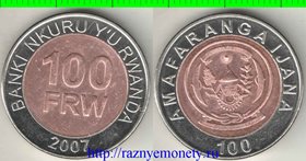 Руанда 100 франков 2007 год (биметалл)