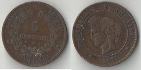 Франция 5 сантимов 1871 год А
