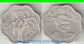 Свазиленд 10 центов (1995-2007) (Мсвати III) (тип I) (медно-никель)