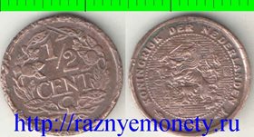 Нидерланды 1/2 цента 1938 год