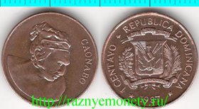 Доминиканская республика 1 сентаво 1987 год (тип 1984-1987, без монограммы, нечастая)