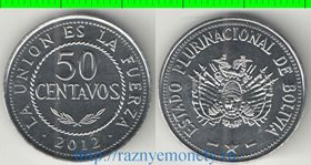 Боливия 50 сентаво (2010-2012) (нержавеющая сталь) (нечастый тип и номинал)