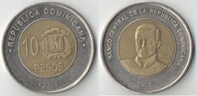 Доминиканская республика 10 песо (2005-2008) (биметалл)