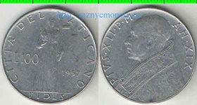 Ватикан 100 лир 1957 год (Пивс XII) (Фидес)