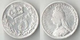 Великобритания 3 пенса 1887 год (Виктория императрица) (серебро)