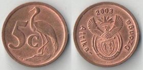 ЮАР 5 центов 2003 год Dzonga (тип II)