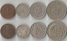 Сингапур 1, 5, 10, 20 центов (1969-1982)