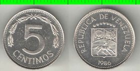 Венесуэла 5 сентимо 1986 год (медно-никель-сталь) (год-тип)