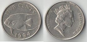 Бермуды (Бермудские острова) 5 центов (1986-1997) (Елизавета II) (тип II)