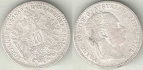 Австро-Венгрия 10 крейцеров 1869 год (серебро)