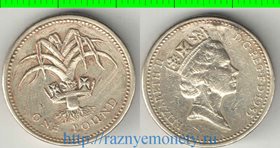 Великобритания 1 фунт (1985, 1990) (Елизавета II) Уэльс - Лук-порей